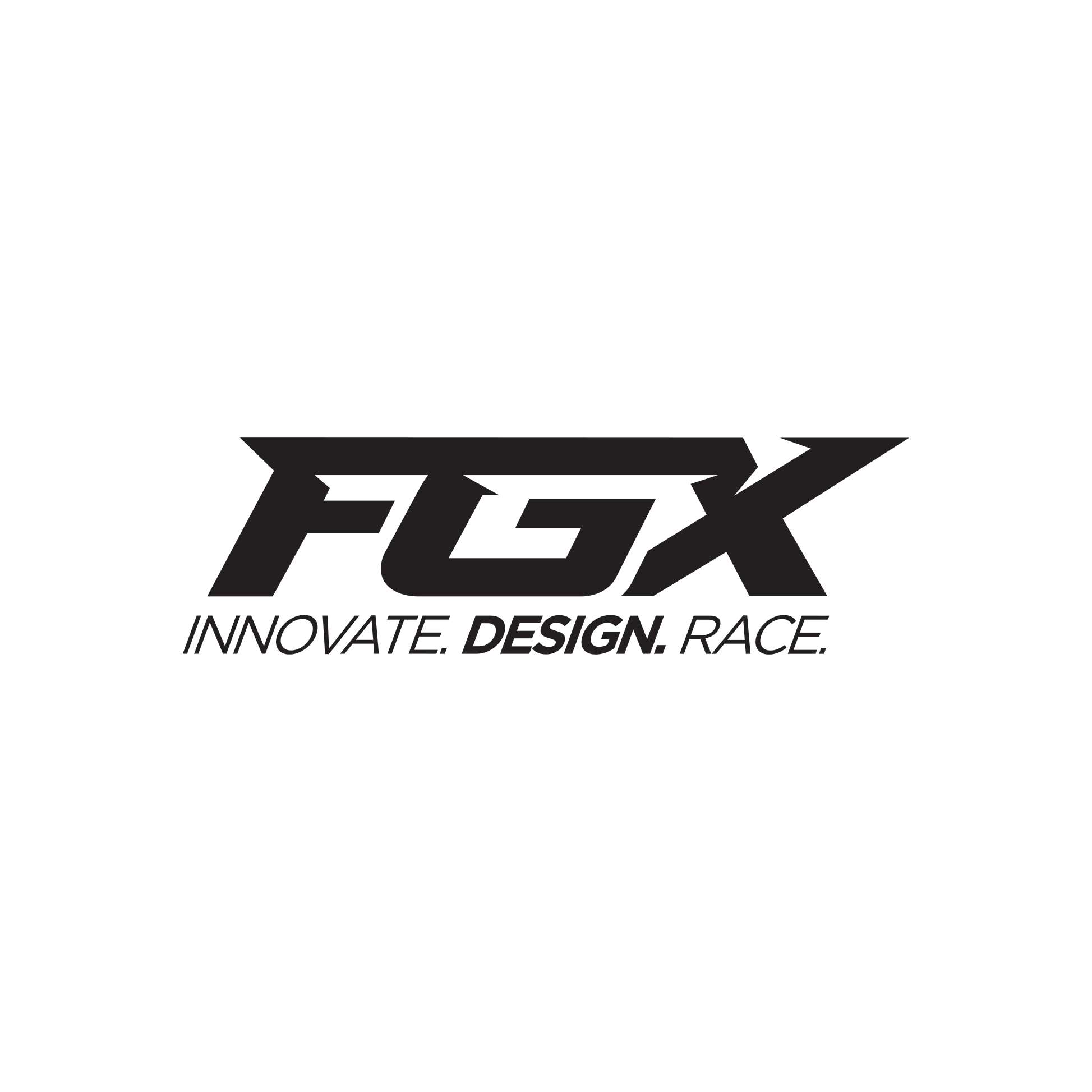 Black 'Fusion Graphix' logo with the words 'Innovate. Design. Race.' on a white background